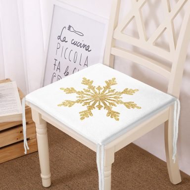 Altın Görünümlü Kar Tanesi Desenli 3D Modern Fermuarlı Sandalye Minderi