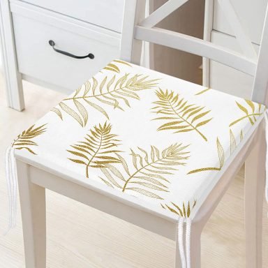 Altın Detaylı 3D Yaprak Desenli Modern Fermuarlı Sandalye Minderi