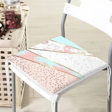 Geometrik Şekiili Mermer Desenleri Modern Fermuarlı Sandalye Minderi