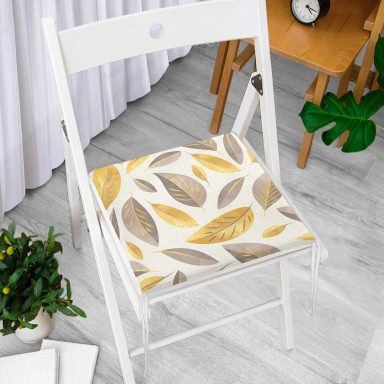 Renkli Sonbahar Yaprakları Özel Tasarımlı Modern Fermuarlı Sandalye Minderi
