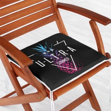 Siyah Zeminli Ultra Summer Tasarımlı Modern Fermuarlı Sandalye Minderi