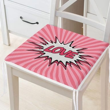 Retro Love Özel Tasarımlı Dijital Baskılı Modern Fermuarlı Sandalye Minderi