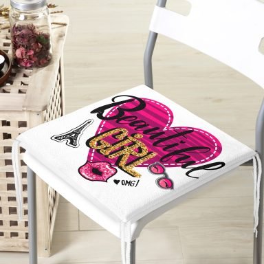 Beautiful Girl Tasarımlı Popart Dekoratif Fermuarlı Sandalye Minderi