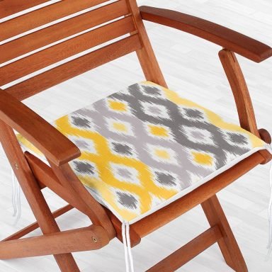 Sarı Gri Zigzag Desenli Modern Tasarımlı Dekoratif Fermuarlı Sandalye Minderi