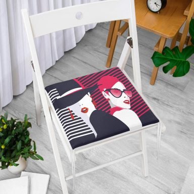 Fashion Womens Popart Modern Tasarımlı Fermuarlı Sandalye Minderi