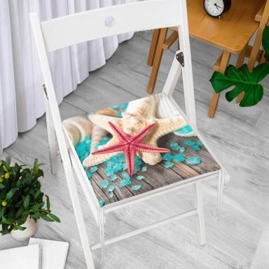 Renkli Deniz Yıldızları Özel Tasarımlı Modern Fermuarlı Sandalye Minderi