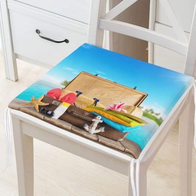 Özel Tasarımlı Tatil Temalı Modern Fermuarlı Sandalye Minderi