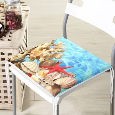 Kırmızı Deniz Yıldızı Özel Tasarımlı Dijital Baskılı Modern Fermuarlı Sandalye Minderi