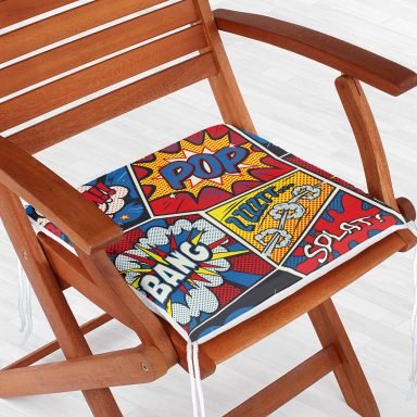Modern Pop Art Tasarımlı Dijital Baskılı Modern Fermuarlı Sandalye Minderi