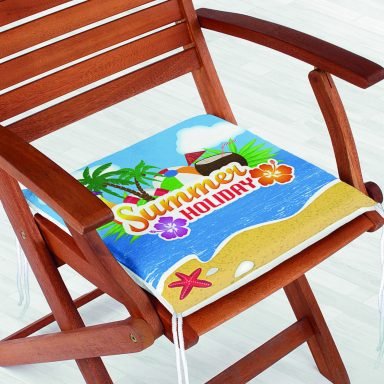 Summer Holiday Özel Tasarımlı Dijital Baskılı Modern Fermuarlı Sandalye Minderi