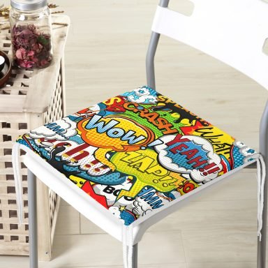 Pop Art Dijital Baskılı Modern Fermuarlı Sandalye Minderi