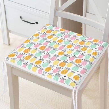 Pastel Renkte Ananaslar Özel Tasarım Modern Fermuarlı Sandalye Minderi