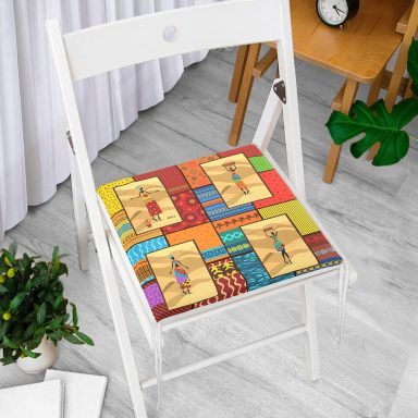 Mozaik African Desenli Dijital Baskılı Modern Fermuarlı Sandalye Minderi