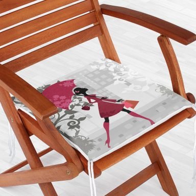 Fashion Girl Özel Tasarım Dijital Baskılı Modern Fermuarlı Sandalye Minderi