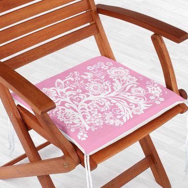 Pembe Zeminli Özel Tasarım Dijital Baskılı Modern Fermuarlı Sandalye Minderi