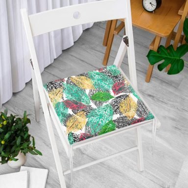 Realhomes Renkli yapraklar Dijital Baskılı Modern Yastık Fermuarlı Sandalye Minderi