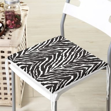 Realhomes Zebra Desenlii Özel Tasarım Dijital Baskılı Modern Yastık Fermuarlı Sandalye Minderi