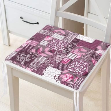 Realhomes Patchwork Desen Dijital Baskılı Modern Yastık Fermuarlı Sandalye Minderi
