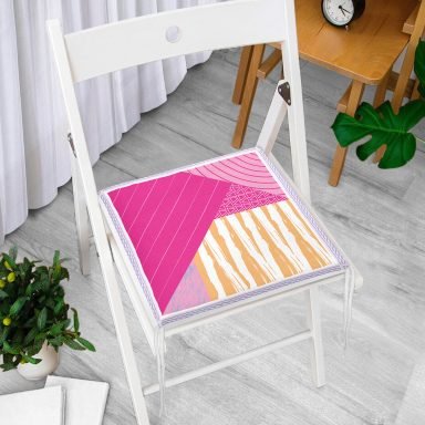 Abstract Geometrik Motifli Özel Tasarım Dijital Baskılı Modern Fermuarlı Sandalye Minderi