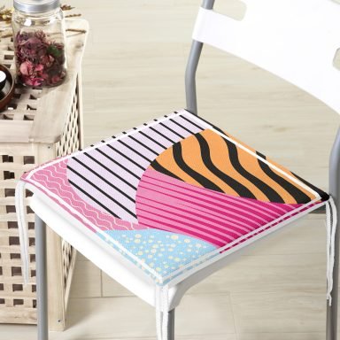 Geometrik Modern Sanat Tasarımlı Fermuarlı Sandalye Minderi
