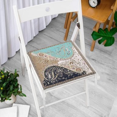 Modern Çini Sanatı Motifli Özel Tasarım Yastık Fermuarlı Sandalye Minderi