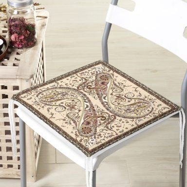 Modern Çini Sanatı Motifli Özel Tasarım Yastık Fermuarlı Sandalye Minderi