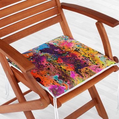Modern Sanat Tasarımlı Dijital Baskılı Yastık Fermuarlı Sandalye Minderi