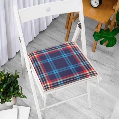 Modern Tasarımlı Ekose Geometrik Dijital Baskılı Yastık Fermuarlı Sandalye Minderi