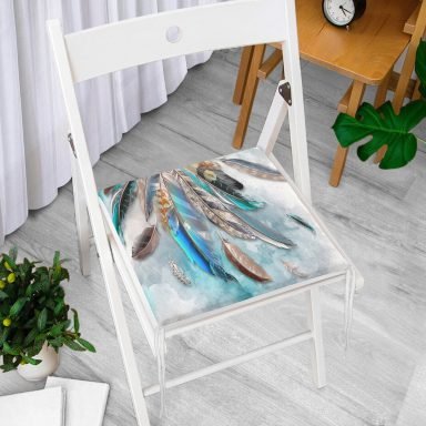 Kuş Tüyü Tasarımlı Modern Fermuarlı Sandalye Minderi