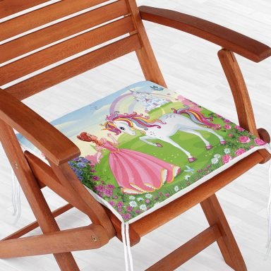 Pamuk Prenses Çizgifilm Desenli 3D Çocuk Odası Fermuarlı Sandalye Minderi