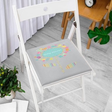 Gri Zeminde Baby Shower Tasarımlı Çocuk Odası Fermuarlı Sandalye Minderi