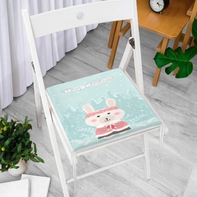 Christmas Ayıcık Desenli Özel Tasarım Çocuk Odası Fermuarlı Sandalye Minderi