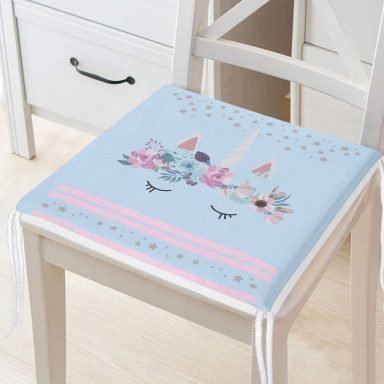 Mavi Zeminde Baby Shower Özel Tasarım Modern Fermuarlı Sandalye Minderi
