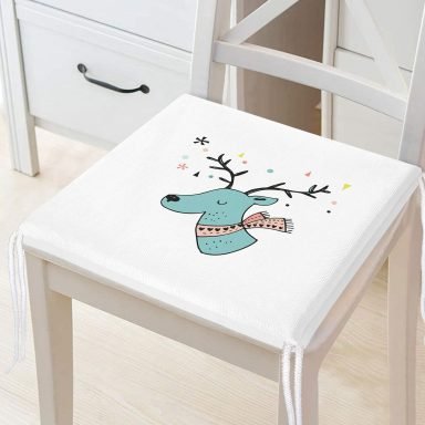 Gri Zeminde Atkılı Baykuş Desenli Bebek Odası Fermuarlı Sandalye Minderi