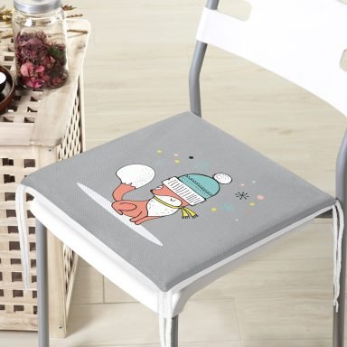 Pembe Zeminde Sevimli Tilki Desenli Bebek Odası Fermuarlı Sandalye Minderi