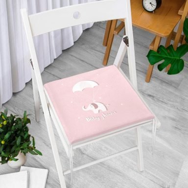 Gri Zeminde Sevimli Tilki Desenli Bebek Odası Fermuarlı Sandalye Minderi