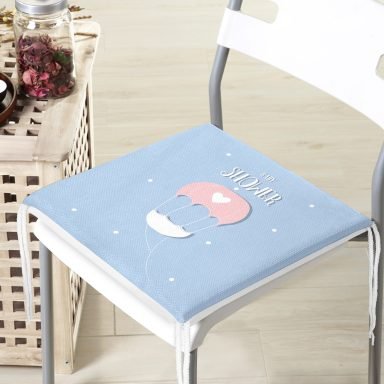 Pembe Gri Zeminli Hello Baby Motifli Bebek Odası Fermuarlı Sandalye Minderi