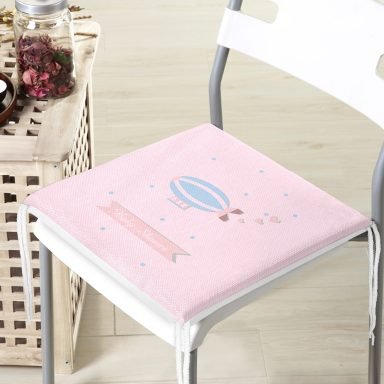 Pembe Zeminli Çizgili Özel Tasarım Bebek Odası Fermuarlı Sandalye Minderi
