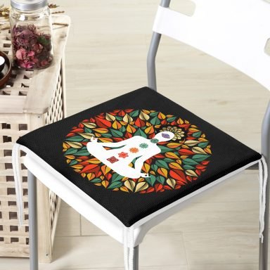 Uzak Doğu Yoga Motifleri Mandalas Özel Tasarım Dijital Baskılı Fermuarlı Sandalye Minderi