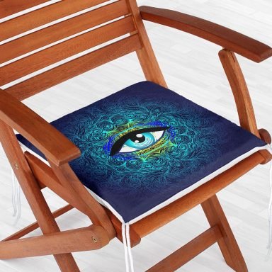 Blue Eye Özel Tasarım Dijital Baskılı Fermuarlı Sandalye Minderi