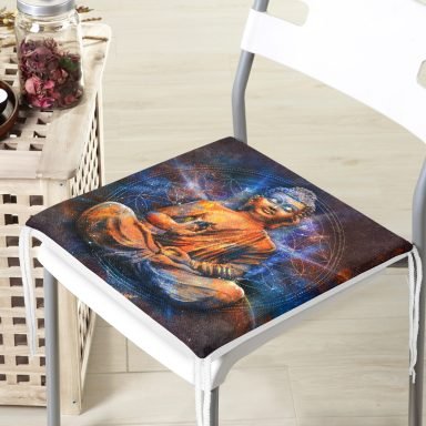 Modern Buda Heykeli Motifli Fermuarlı Sandalye Minderi