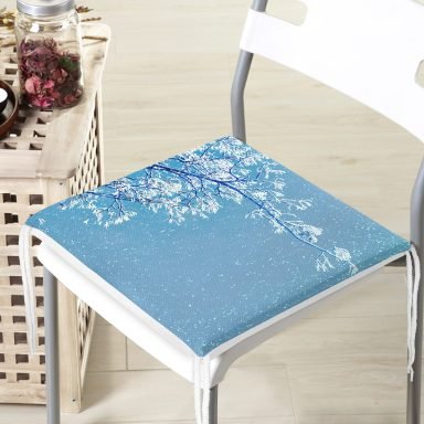 Gökyüzü Temalı Ağaç Motifli Dekoratif Fermuarlı Sandalye Minderi