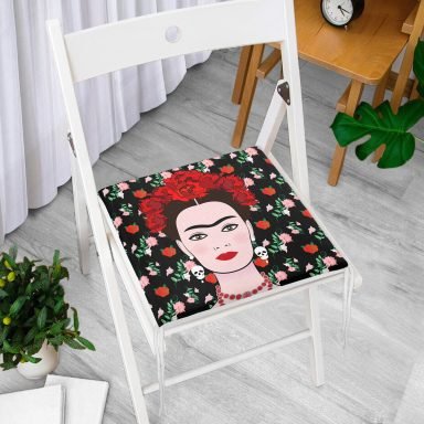 Özel Tasarım Frida Dijital Baskılı Fermuarlı Sandalye Minderi