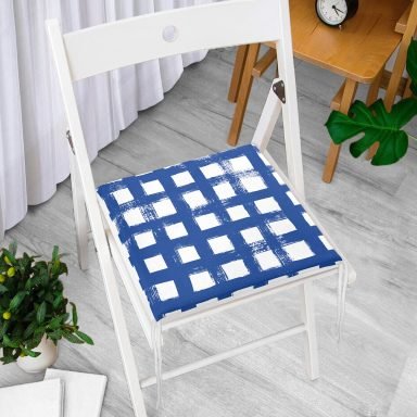 Koyu Yeşil Geometrik Kare Motifli Dekoratif Fermuarlı Sandalye Minderi