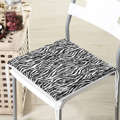 Zebra Desenli Özel Tasarım Dekoratif Fermuarlı Sandalye Minderi