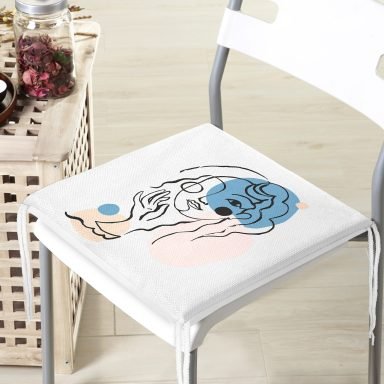 Portre Baskılı Dekoratif Özel Tasarım Fermuarlı Sandalye Minderi