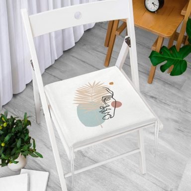RealHomes Botanik Portre Desenli Özel Tasarım Fermuarlı Sandalye Minderi