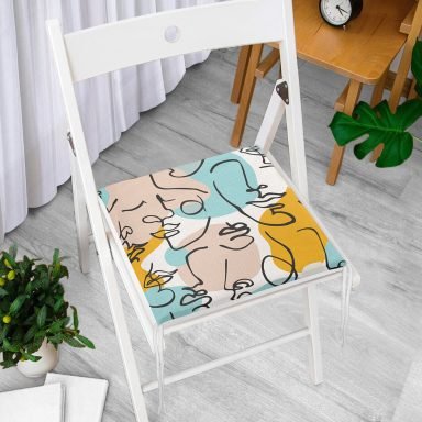 Botanik Portre Basklı Özel Tasarım Dekoratif Fermuarlı Sandalye Minderi
