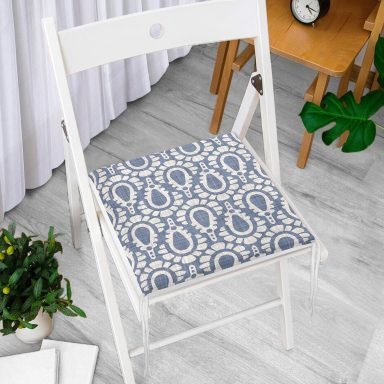 RealHomes Lacivert Kot Zeminde Soyut Çizimler Baskılı Fermuarlı Sandalye Minderi