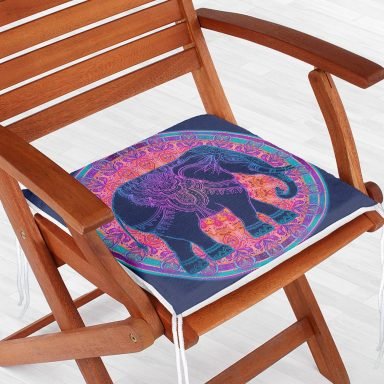 Rengarenk Bohem Otantik Etnik Fil Desenli Fermuarlı Sandalye Minderi